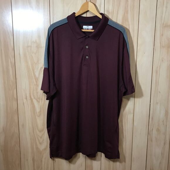 Grand Slam Plum & Gray Collared Button Up Short Sleeve Polo Shirt XXL - Picture 1 of 5